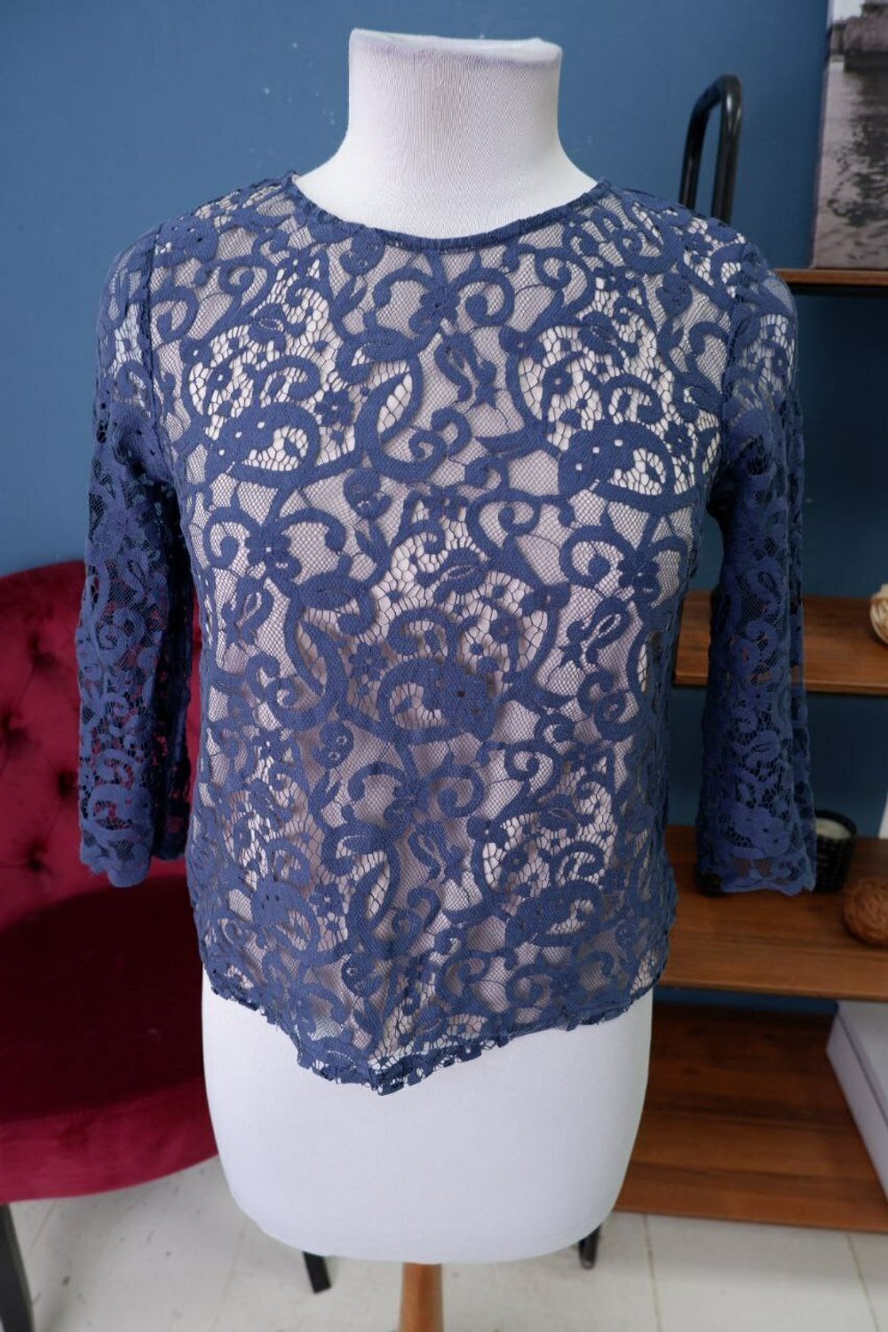 Блузка H&M с кружевом 42 размер
