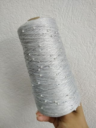 Серебро, арт. 24, хлопок с бисером