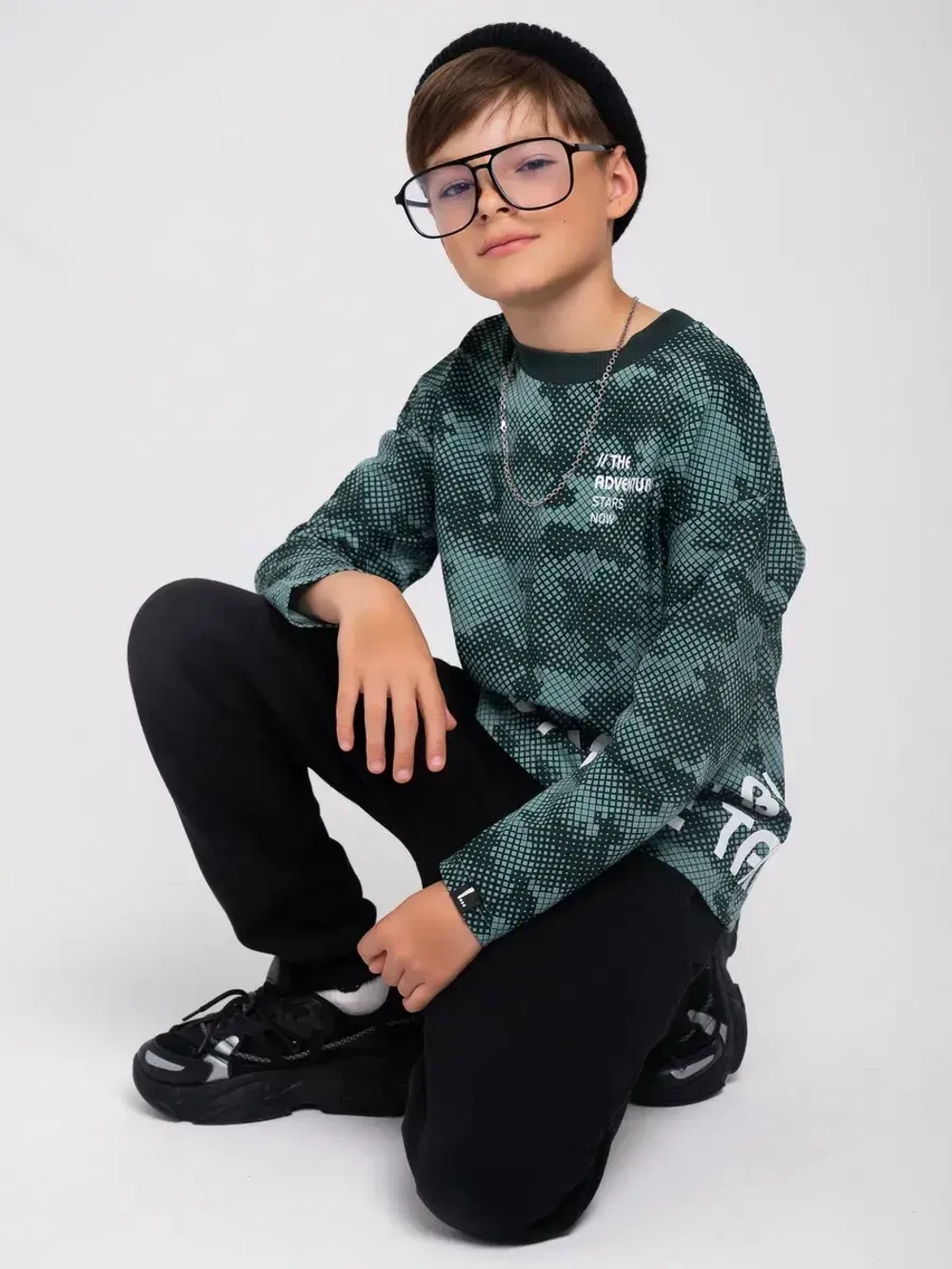 Лонгслив для мальчика, зеленый