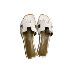 Hermes Oran leather simple Fashion sandals Women's white, H021056Z 02