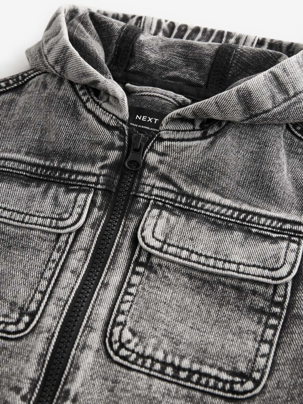 Куртка джинсовая с капюшоном для мальчика Next N21-647, Серый