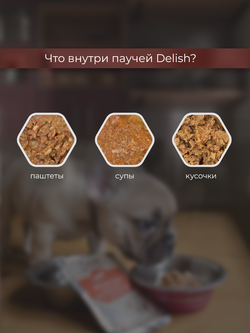 НАБОР Консервы DELISH Super Premium для собак с говядиной и гречкой (паштет) - 10 шт х 80 гр