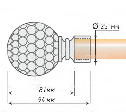Карниз кованый для штор Метеор d25 однорядный, цвет антик