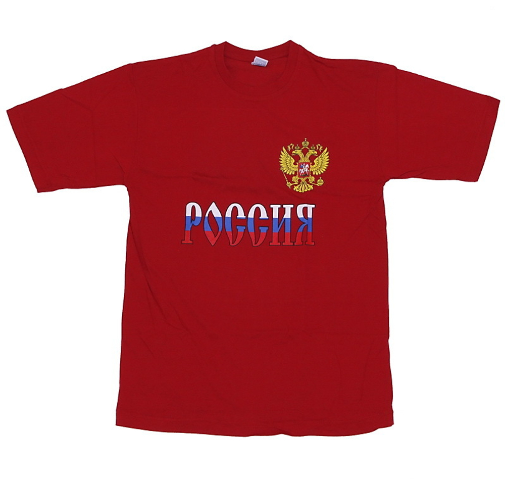 Футболка Россия с малым гербом красная