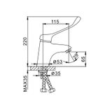 Смеситель для раковины 40к F1054 FRAP c отв МЕДИЦИНСКИЙ (литой, п/шпильку, хром, латунь)