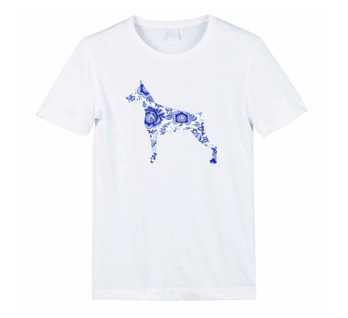 Футболка "Доберман из гжели"