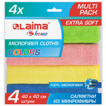 Салфетка из МИКРОФИБРЫ универсальная 40х40 см комплект 4 шт. MULTI PRO COLOUR 280 г/м2 LAIMA (2 штуки в упаковке)