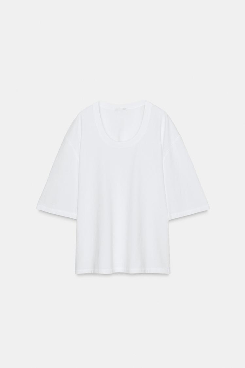 ZARA ФУТБОЛКА ОВЕРСАЙЗ В СТИЛЕ РУСТИК, БЕЛЫЙ