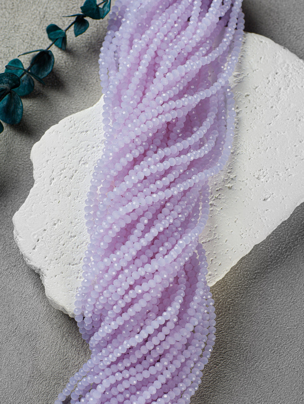 Рондели 3 мм, Фиалка опал, нить 32 см