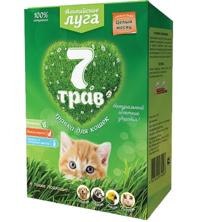Травка Альпийские луга 7 трав, для кошек 75гр. (Лоток)