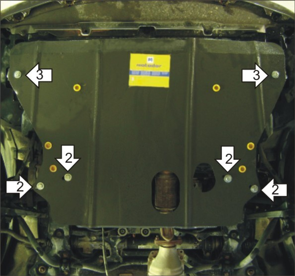 Усиленная защита Motodor картера двигателя, кпп. 2 мм, сталь. для Honda Odyssey 2001-2003 арт.00811