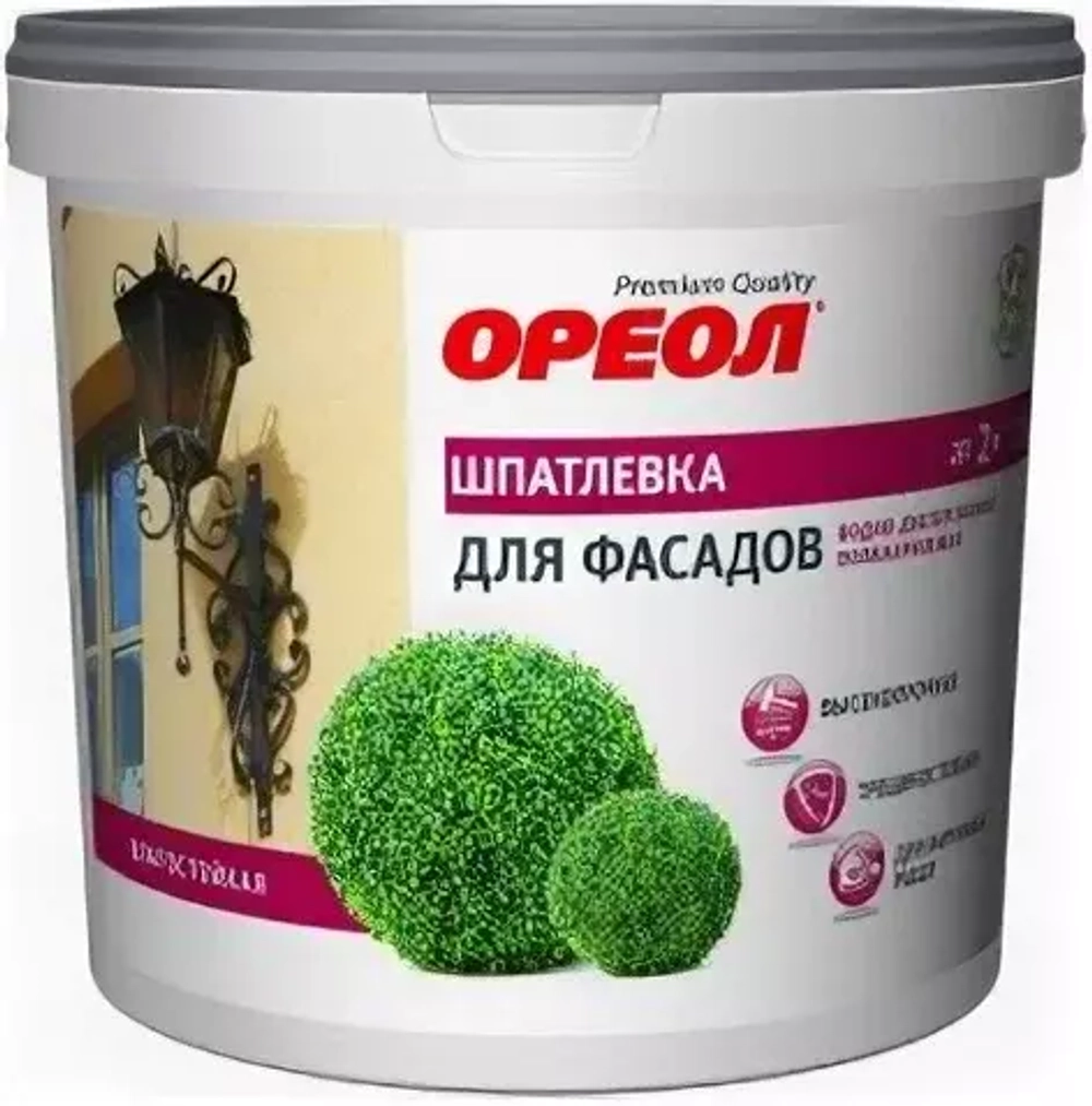 Шпатлевка для фасадов водно-дисперсионная полиакриловая влагостойкая Ореол 16 кг