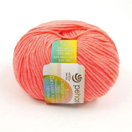 Пряжа Детский каприз, Пехорка, 50%меринос.50%фибра 5х50г/125м (1128-Красный коралл)