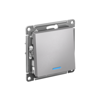 ATLASDESIGN 1-клавишный ПЕРЕКЛЮЧАТЕЛЬ с подсветкой, сх.6а, 10АХ, мех., быстрозажим. клем., АЛЮМИНИЙ