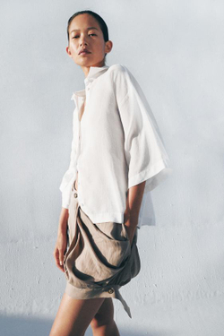 ZARA СТРУЯЩАЯСЯ РУБАШКА ОВЕРСАЙЗ — ZW COLLECTION, БЕЛЫЙ