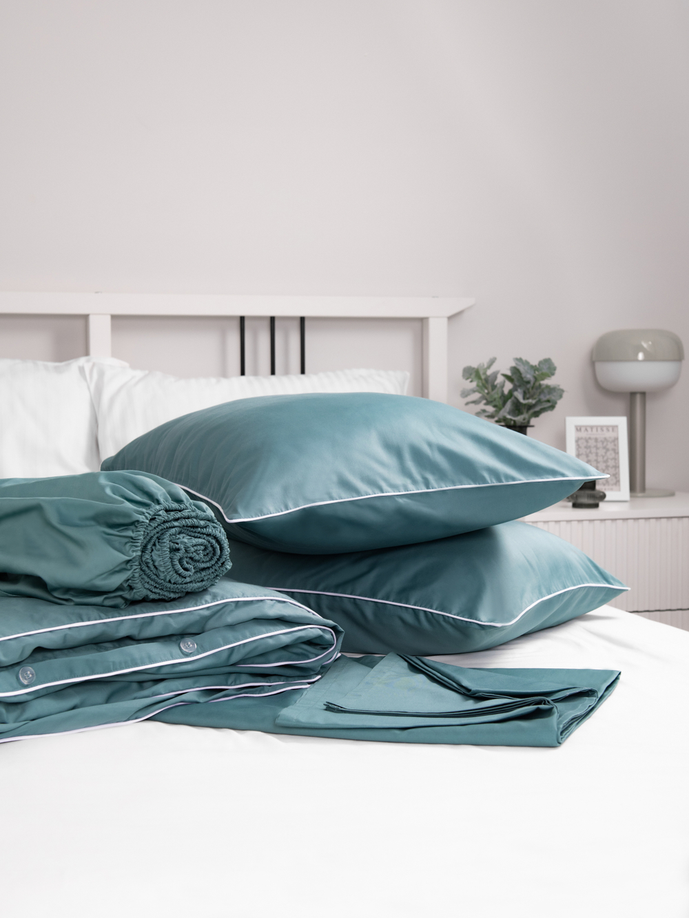 MOON Комплект постельного белья, сатин бирюзовый
