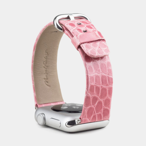 Ремешок для Apple Watch 44/45/46 mm  из кожи аллигатора, цвета бледно-розовый лак