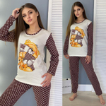 Пижама женская штаны+футб д/р (фланель) П0008 норма