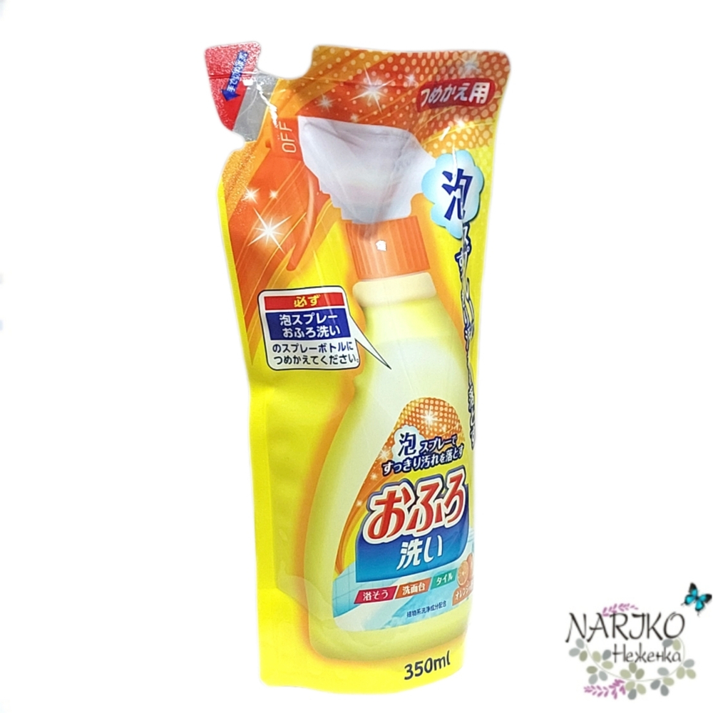 Чистящая спрей-пена для ванны NIHON Foam spray Bathing wash с антибактериальным эффектом и апельсиновым маслом, мягкая упаковка 350 мл.