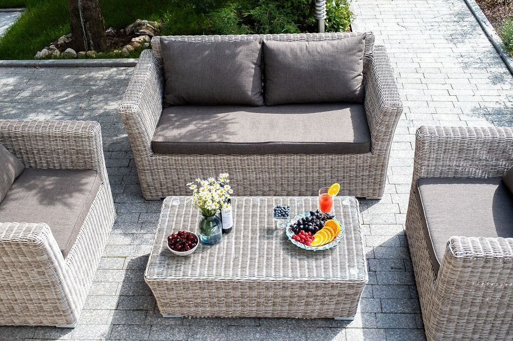 "Капучино" диван из искусственного ротанга двухместный, цвет бежевый