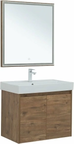 Тумба с раковиной Aquanet Nova Lite 75 с зеркалом, 2 дверцы дуб рустикальный