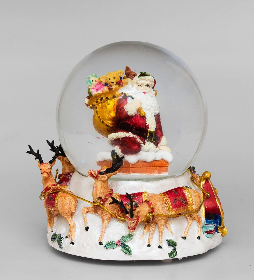 PM-46 Шар муз.со снегом «Дед Мороз и олени» d=120мм