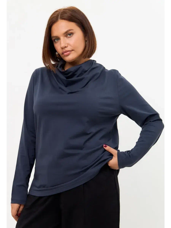 Лонгслив с цельнокроеным воротником графит