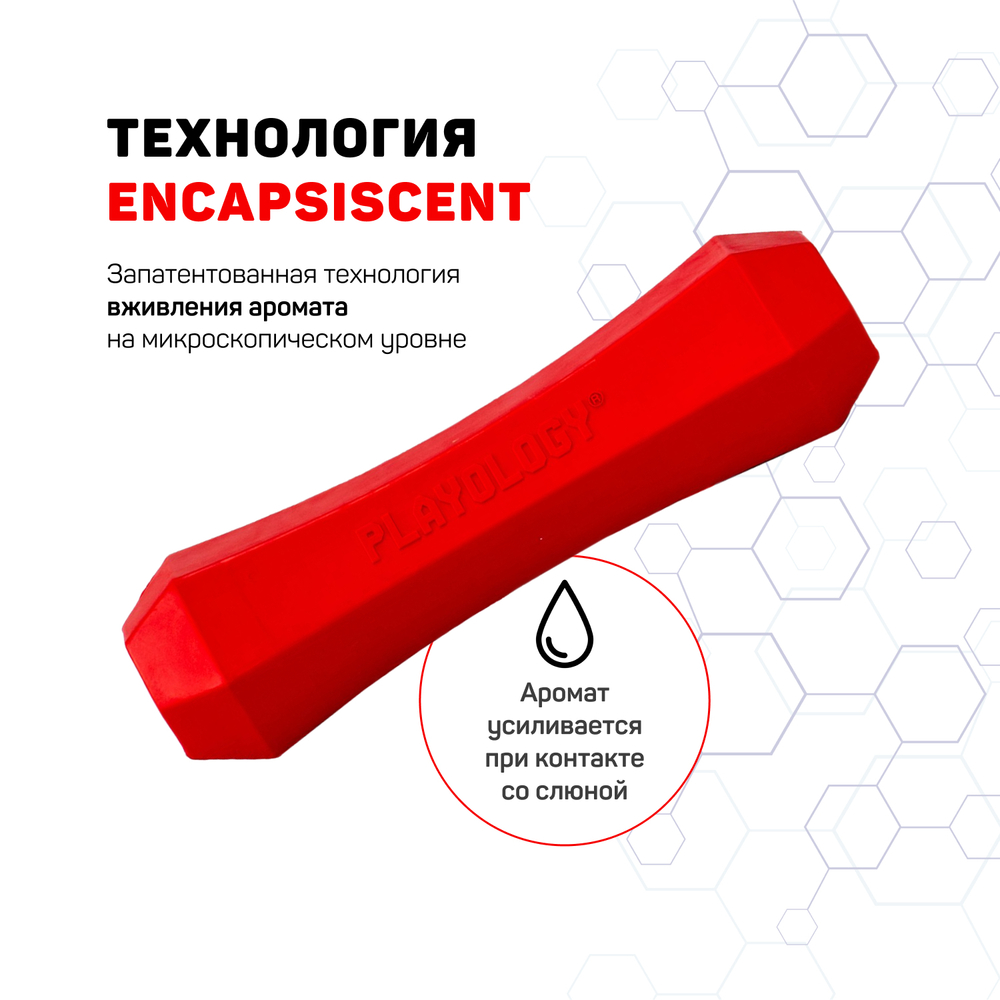 Playology  жевательная палочка SQUEAKY CHEW STICK для собак средних пород с ароматом говядины, средняя, цвет красный