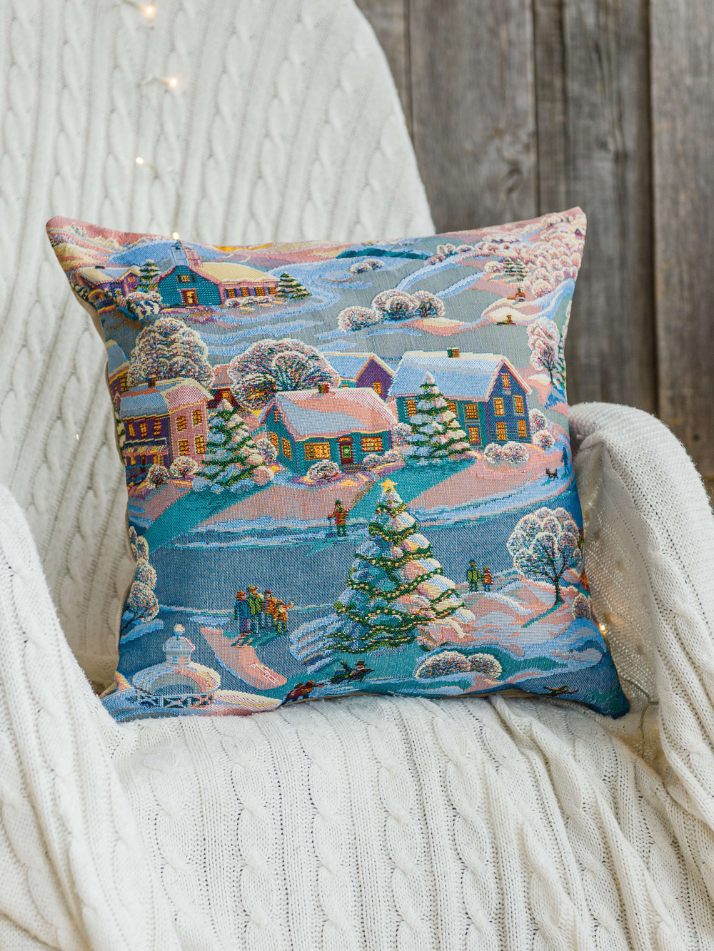 Наволочка гобеленовая декоративная для интерьерной подушки Вечера на хуторе 47х47 см.