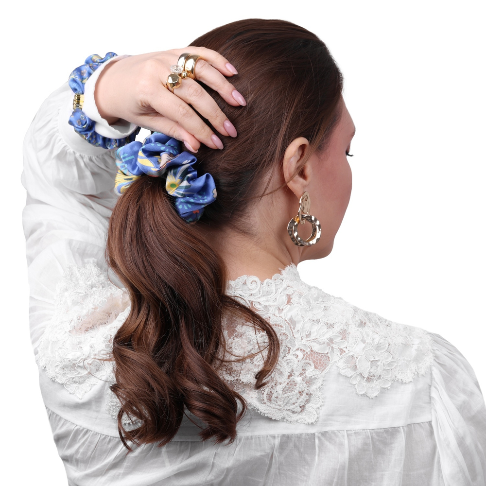 Комплект шелковых резинок для волос Mollen Оммаж васильково-синий