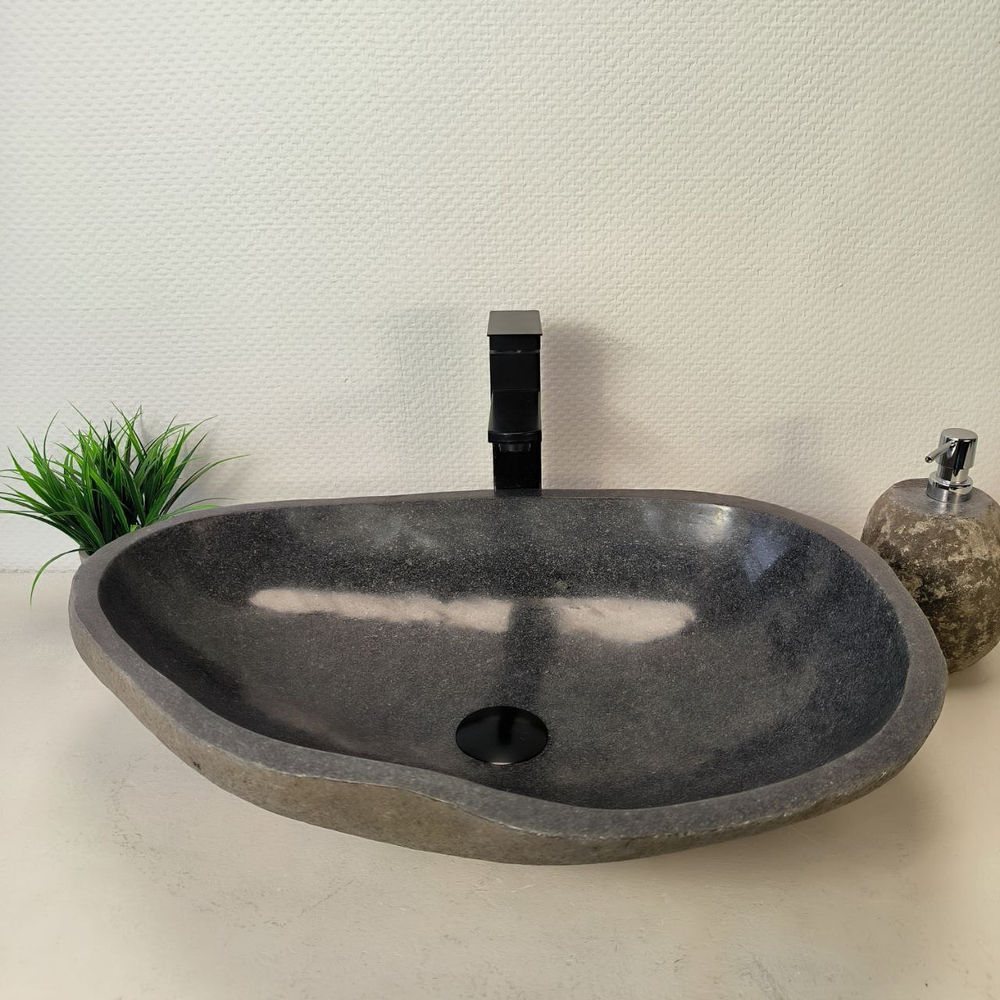Раковина из речного камня RS-66036 60х43х16 из натурального камня