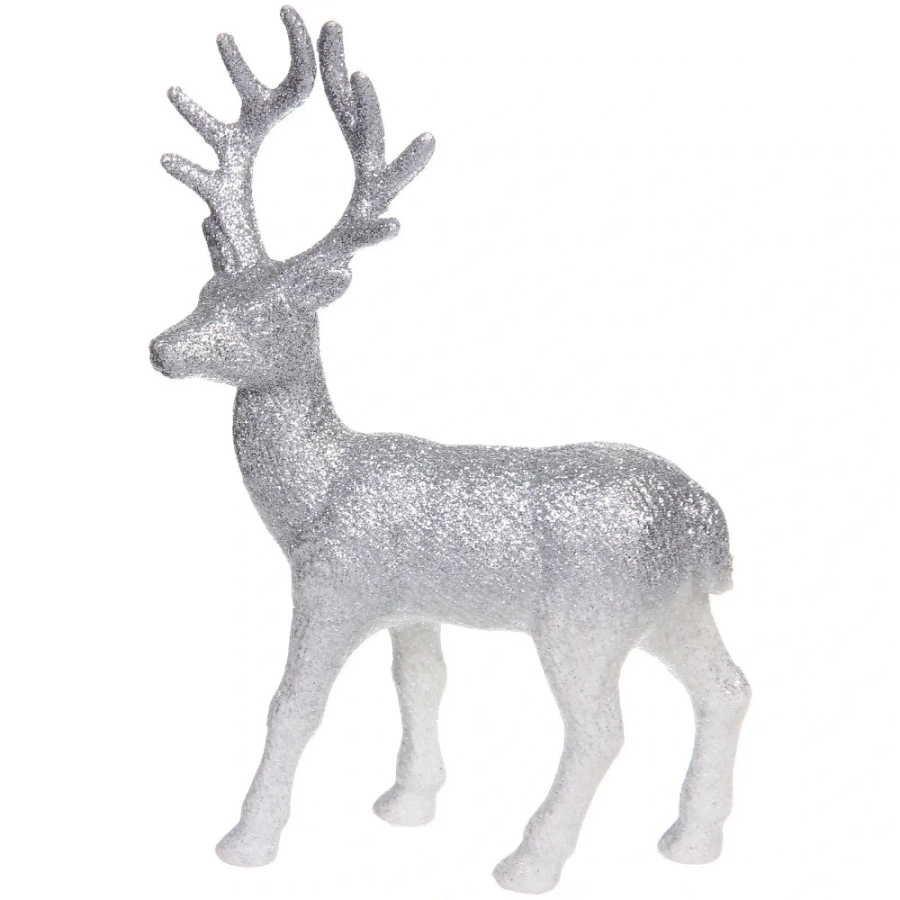 Фигурка новогодняя «Прекрасный олень» 13*5*22 см, Белый/серебро