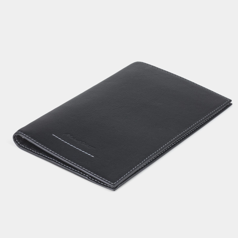 Кошелек мужской кожаный, теленок черного цвета