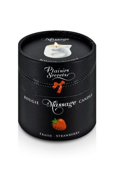Массажная свеча с ароматом клубники Bougie Massage Candle (80 мл) (Цвет: белый)