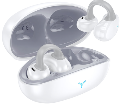 Bluetooth - гарнитура HOCO EW57, TWS вкладыши клипса, BT5.3, 70/450mAh Ivory White