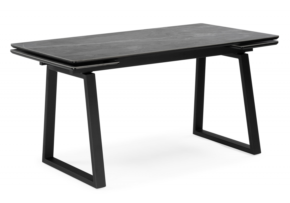 Керамический стол Woodville Джек 140(200)х80 серый мрамор larka grey, черный, ножки черные