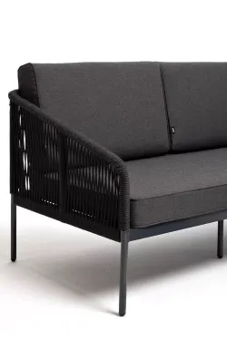 "Канны" модульная угловая лаунж-зона из роупа (веревки), цвет темно-серый