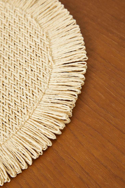 ZARA HOME БУМАЖНАЯ САЛФЕТКА С БАХРОМОЙ, СВЕТЛО-БЕЖЕВЫЙ