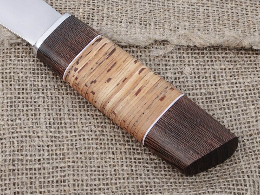 Якутский нож, сталь Х12МФ, рукоять наборная береста/венге, кованый дол