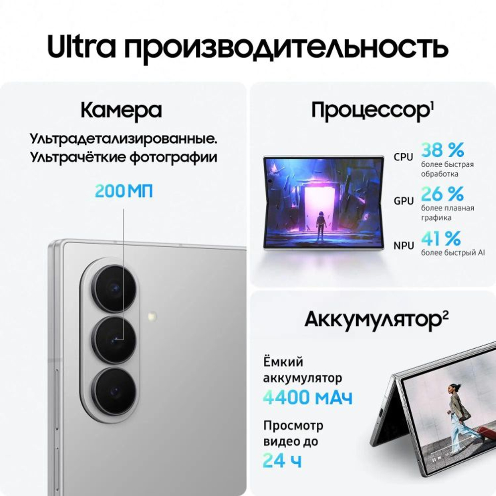 8" Смартфон Samsung Galaxy Z Fold7 12/256Gb,  SM-F966B,  NFC,  AMOLED,  120Гц,  4400мAч,  серый