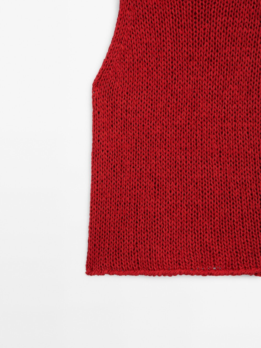 Massimo Dutti Однотонный трикотажный топ с круглым вырезом, красный