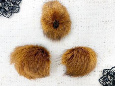 Меховой помпон лиса, d 4,4 см, рыжий