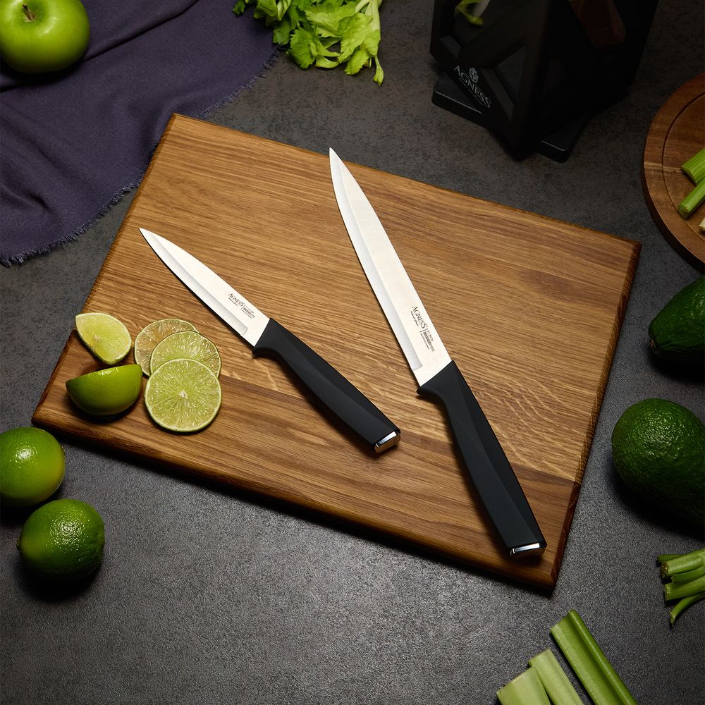 НАБОР НОЖЕЙ AGNESS НЖС НА ПЛАСТИКОВОЙ ВРАЩАЮЩЕЙСЯ ПОДСТАВКЕ 8 ПР.