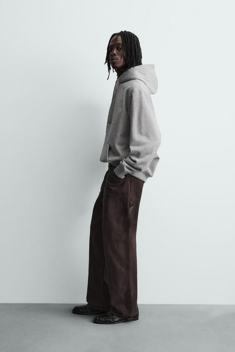 ZARA БАЗОВОЕ ХУДИ HEAVYWEIGHT, СЕРЫЙ МЕЛАНЖ