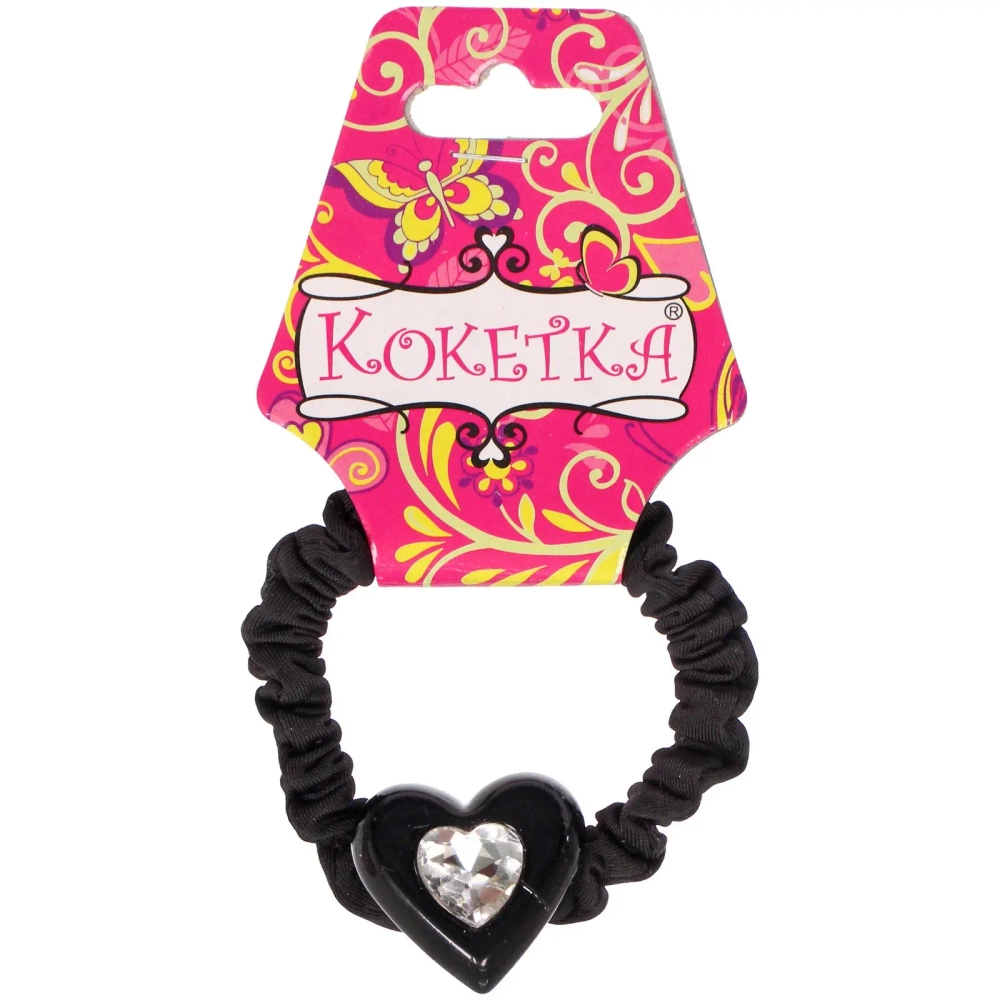 Резинка для волос 1шт «Франка», цвет черный, серце микс, d-5,5см