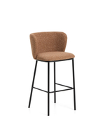 Барный стул Ciselia из терракотового шенилла с ножками из черной стали