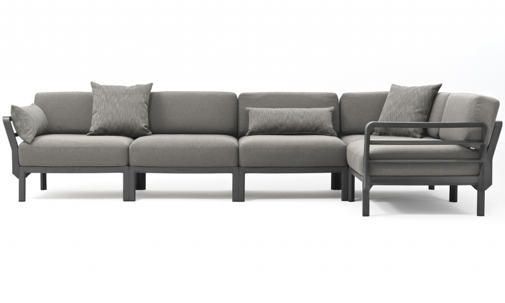 Диван пластиковый с подушками Nardi Maximo 5, базальт, лава