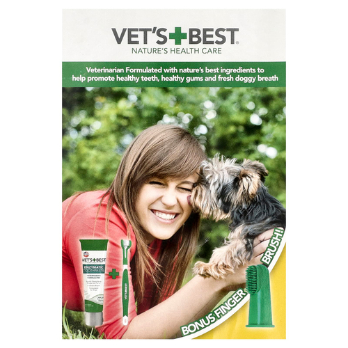 Vet's Best, набор для ухода за зубами с пальчиковой щеткой, для собак, набор из 3 предметов