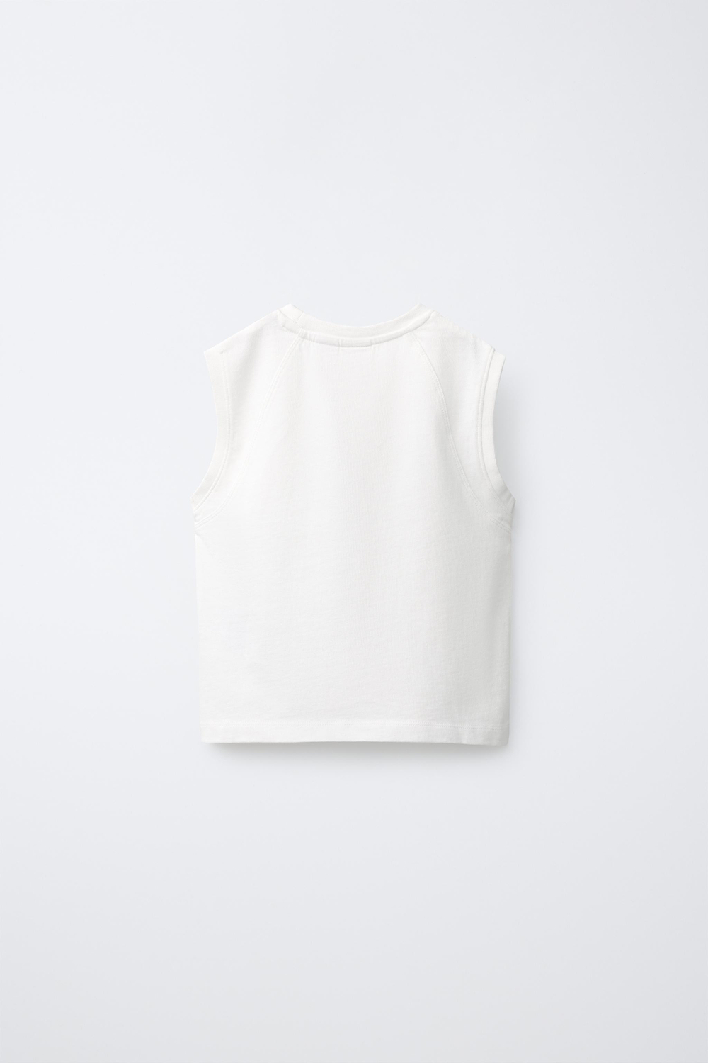 ZARA ОДНОТОННАЯ ФУТБОЛКА БЕЗ РУКАВОВ, БЕЛЫЙ