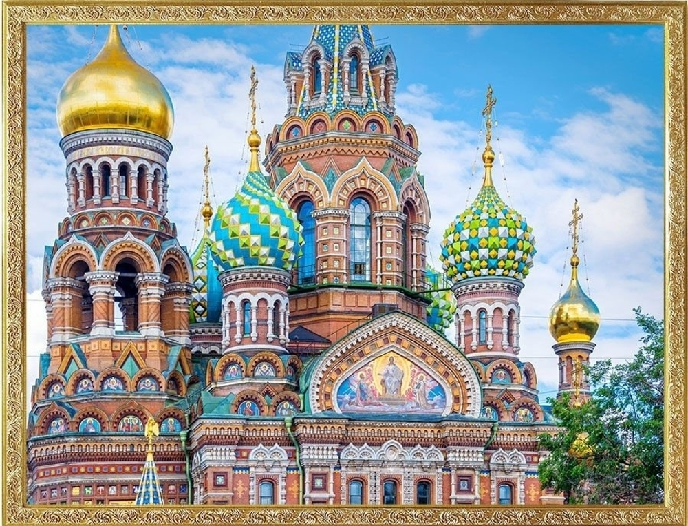 Алмазная мозаика на подрамнике Храм Спас на крови 30х40